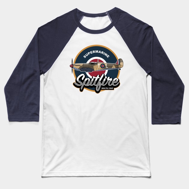 Supermarine Spitfire Malta Baseball T-Shirt by TCP